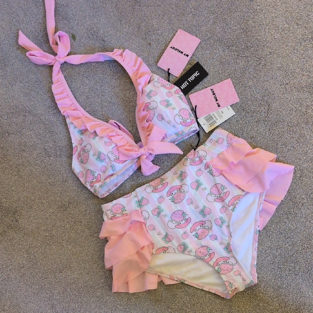 Hot Topic Pink Ruffle Bikini Set